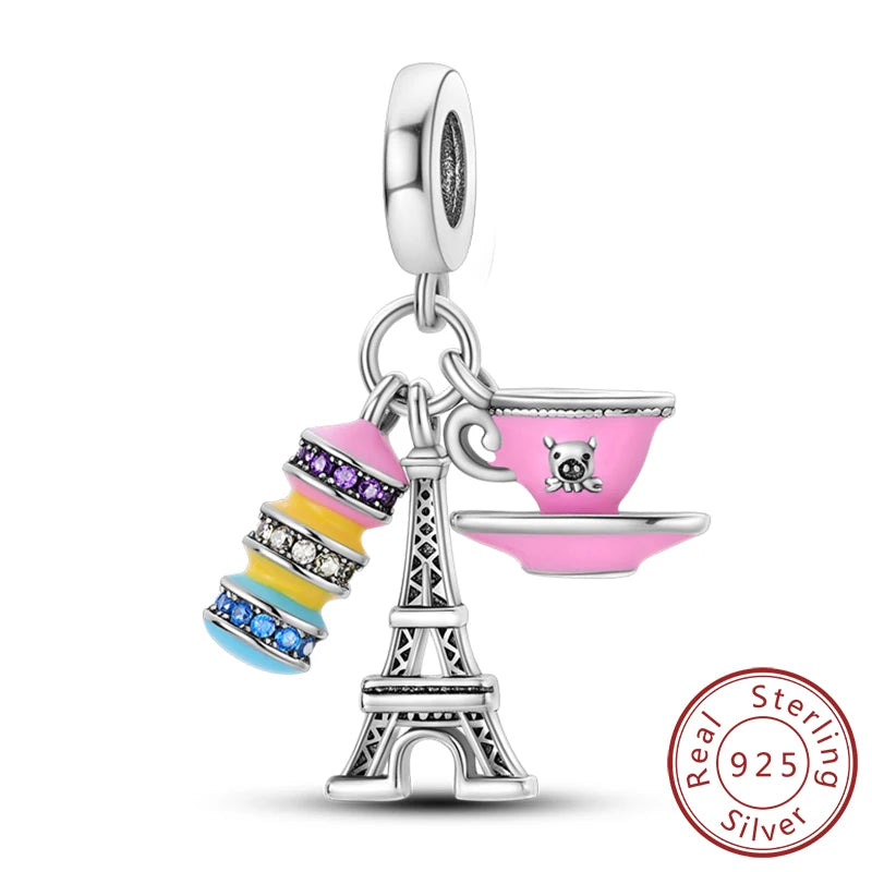 925 Sterling Silver Charms Bead Dangle Airplane Luggage Passport Travel Charms Fit Original Charms Bracelet Jewelry Gift