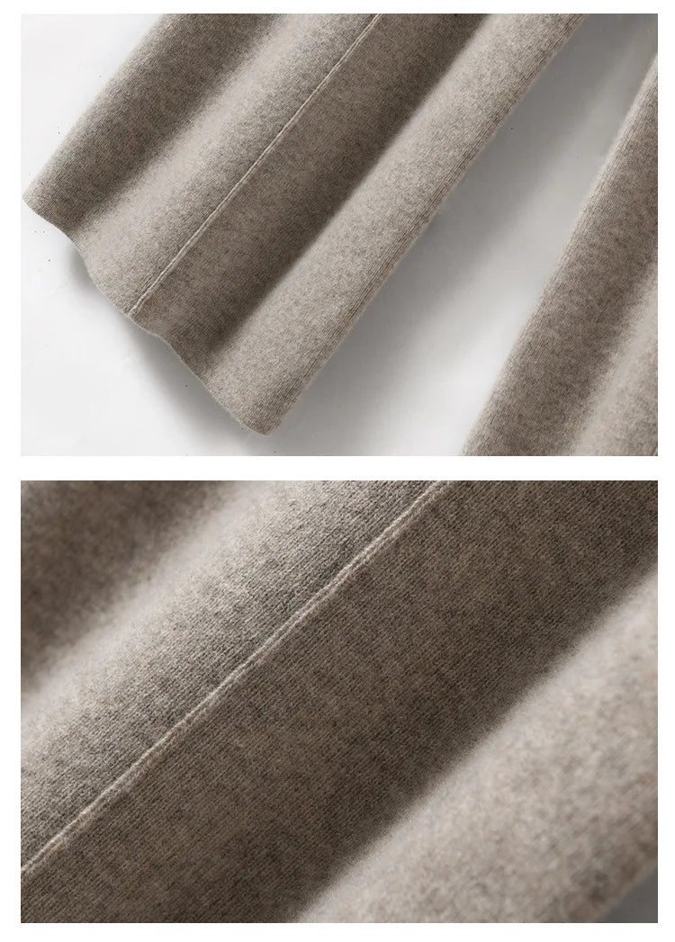 Women's High waisted warm knit wide leg straight leg pants for women, solid color loose wide leg pants