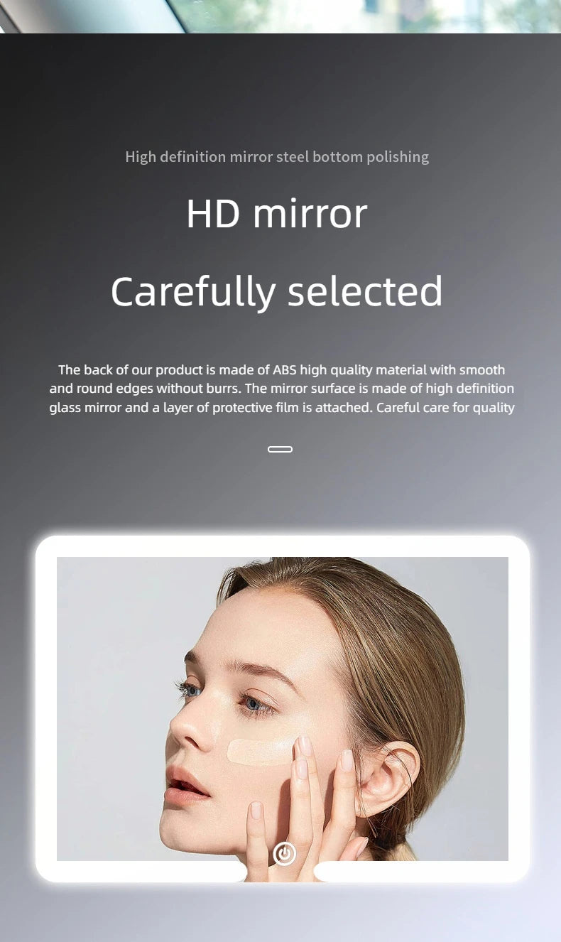 Car Interior Mirrors Sun Visor Plate LED HD Makeup Mirror for Girls Women Rechargeable Fill Light Universal Thin Vanity Mirror