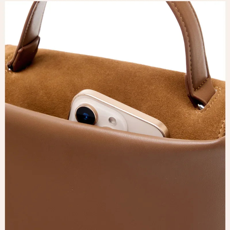 2025 New Autumn Winter Women's Natural Suede Leather Crossbody Bag Luxury Designer Genuine Leather Commuting Messenger Bag