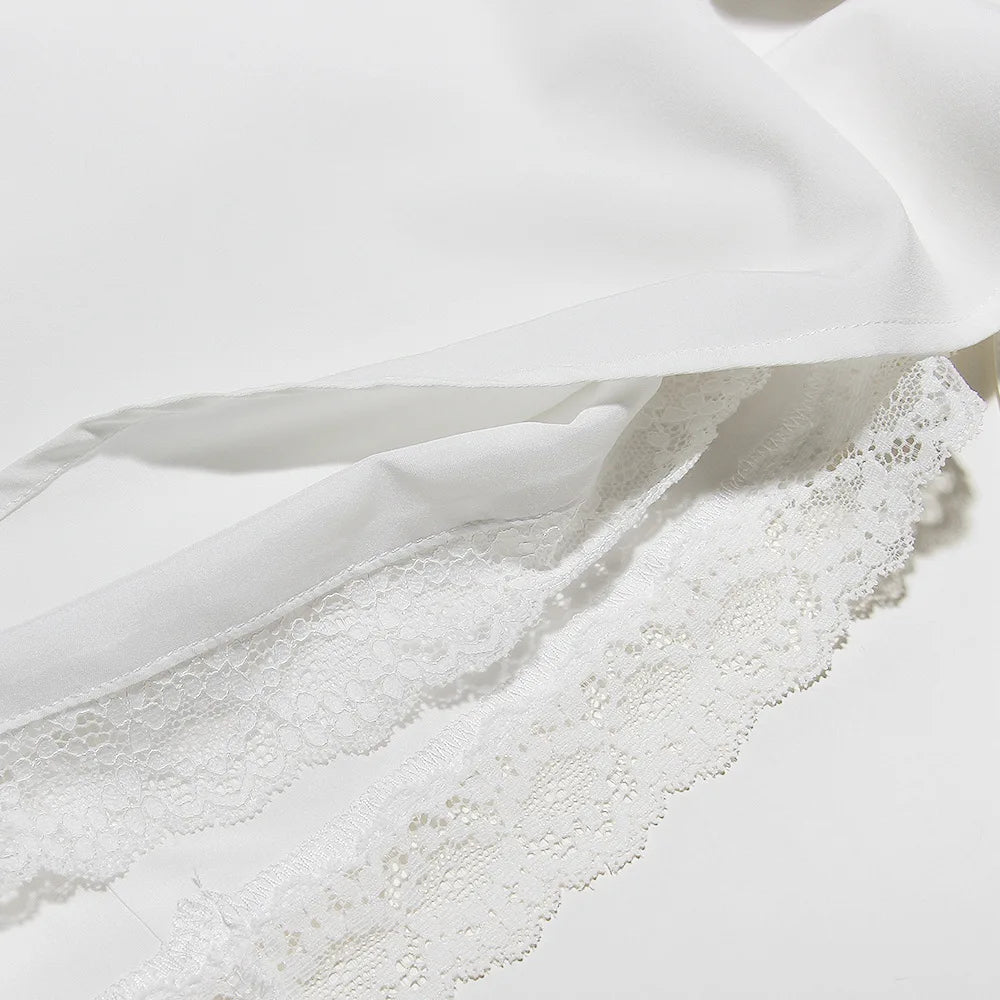 Mingmingx White A Line Party Dresses Women Mini Elegant Lace Up Holiday Dress Casual Spaghetti Strap Summer Women Clothing