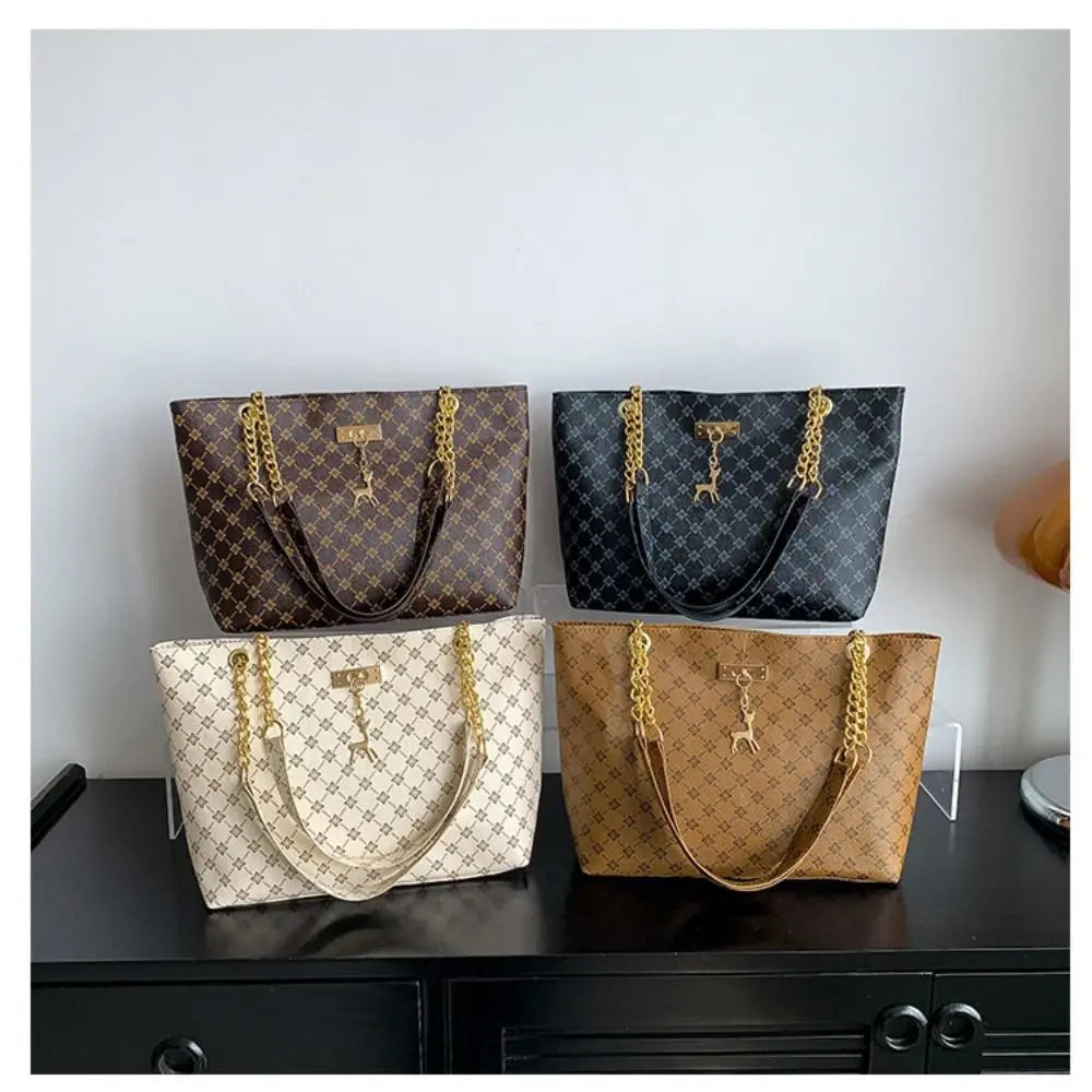 Women Luxury Design Tote Bag  Large Capacity Handbag Fashion Printing Shoulder Bag Trendy New Shopping Bag Purse