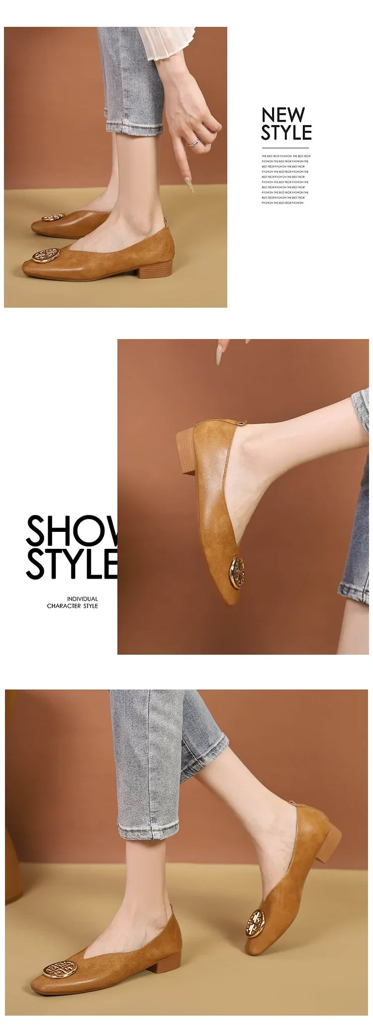 New 2025 Chinese Style Green Square Head Grandma Shoes Women's Thick Heel Slip-On Soft Bottom Mom Shoes Synthetic Upper