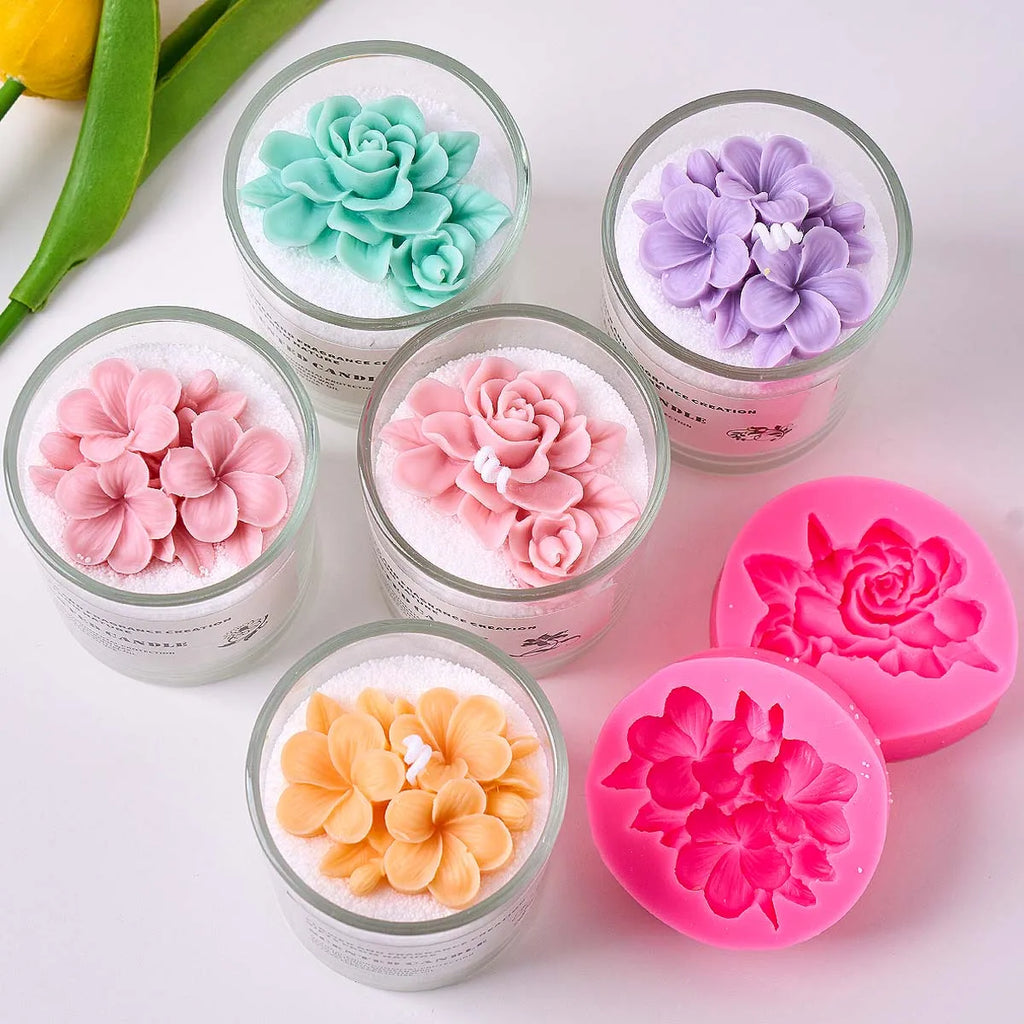 Frangipani Gardenia Flower Silicone Candle Mold DIY Handmade Soap Soy Wax Scented Candle Plaster Ornaments Molds Home Decor