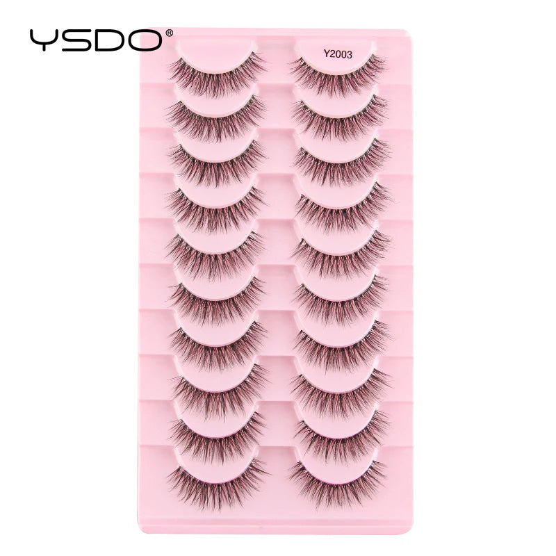 YSDO Natural False Eyelashes 3/6/10 Pairs Wispy Faux 3D Mink Lashes Reusable Fluffy Cat Fake Lashes Extension Makeup Tool Cílios