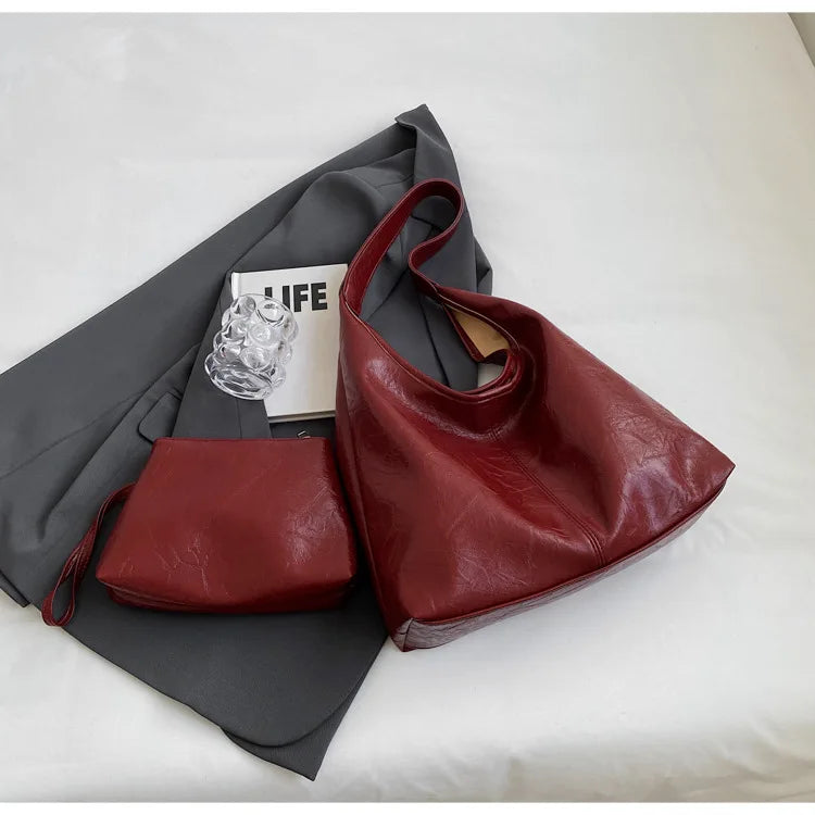 Soft PU Leather Shoulder Bag for Women Wedding Totes All-match Commuter Underarm Bag Bolso Mujer Fashion Large Capacity Handbag