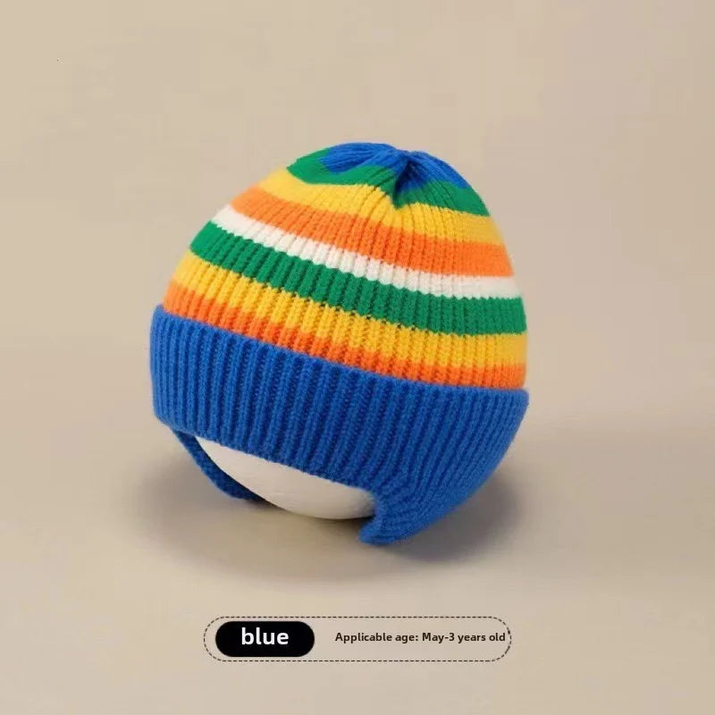 Baby Wool Hat Cute Bear Ear Protection Hat Children Winter Thickened Warm Knitted Korean Version Of The Baby Hat