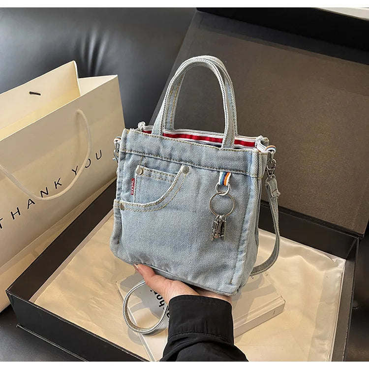 Ladies' Crossbody Bags Creative Retro Washed Denim Personalized Fashionable Verstaile Handbags High-quality Shoulder Bags Girl