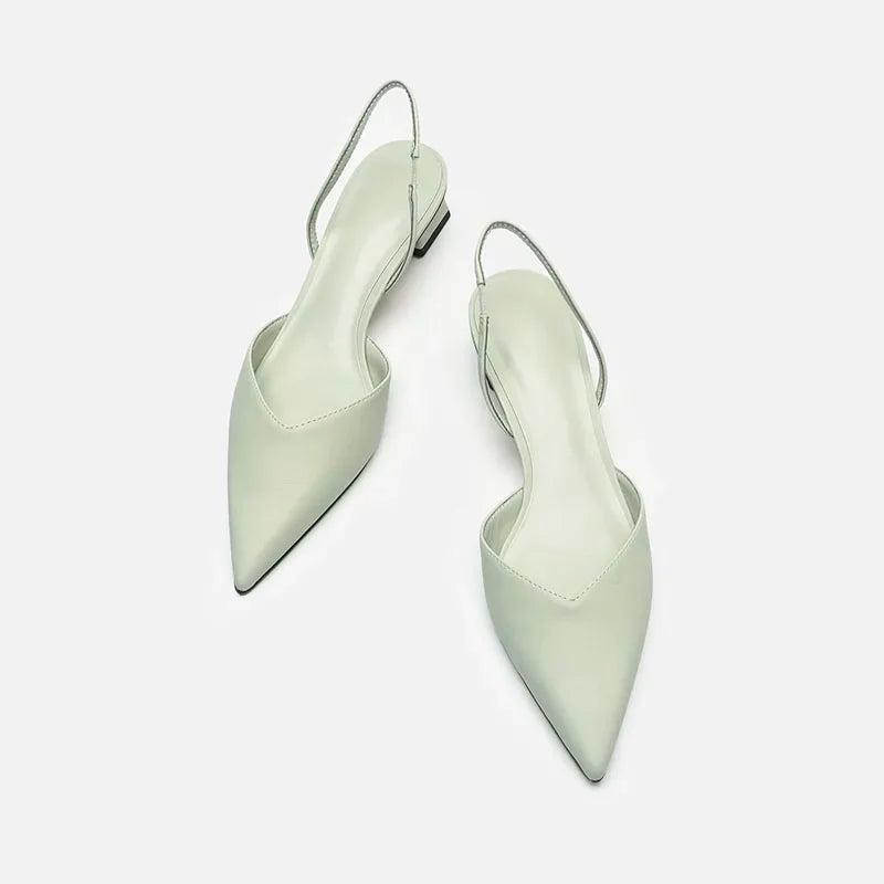 Summer 2025 New Women Black Baotou Fashion Sandals Woman Heels Pumps Silk Sexy Pointed Sandalias Female Low Heels Shoes