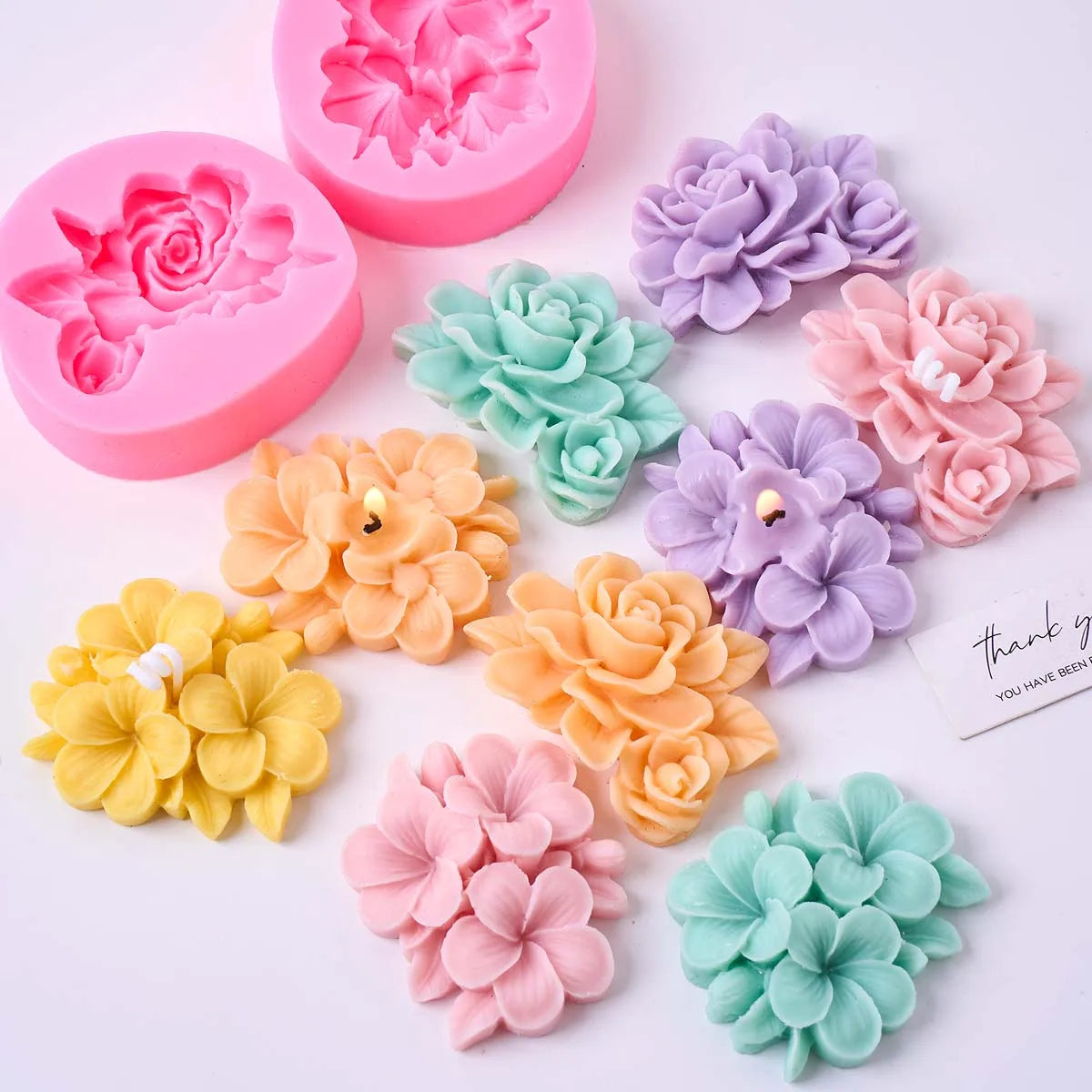 Frangipani Gardenia Flower Silicone Candle Mold DIY Handmade Soap Soy Wax Scented Candle Plaster Ornaments Molds Home Decor