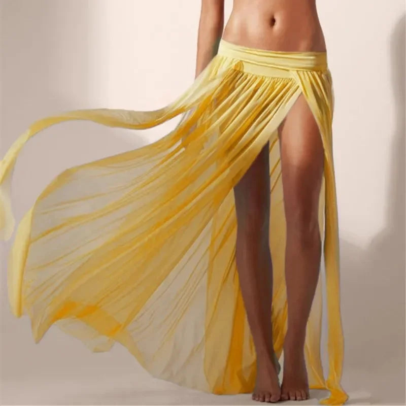 Beach Skirt Elastic Waist Bikini Blouse Swimsuit Jacket Women's Gauze Skirt Seaside Holiday Leisure New Spring and Summer