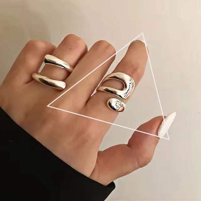PANJBJ 925 Sterling Silver Pearl Irregular Ring for Women Shell Overlapping Hollow Sweet Design Jewelry Gift Dropshipping