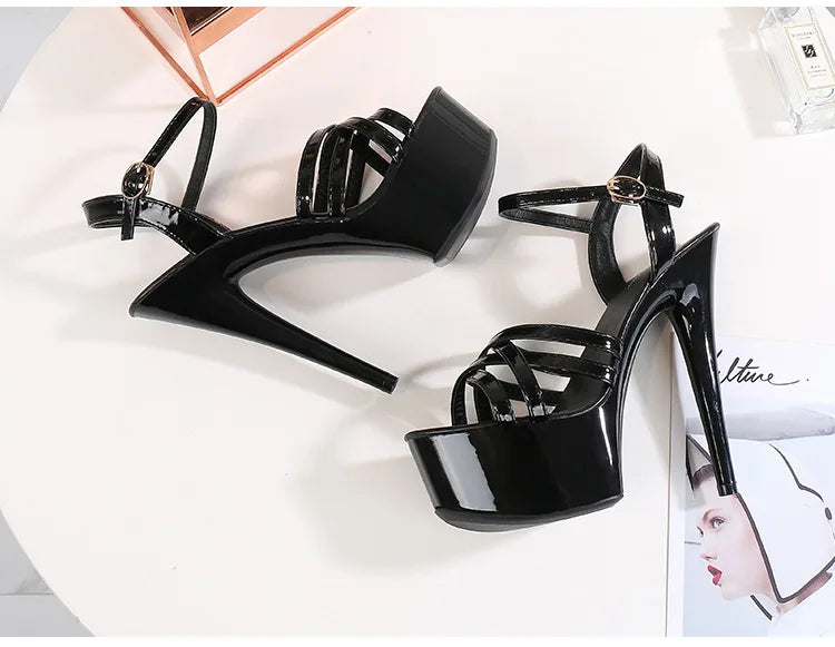 Women's summer multi-color sandals waterproof platform 15cm thick bottom fine heeled high heels