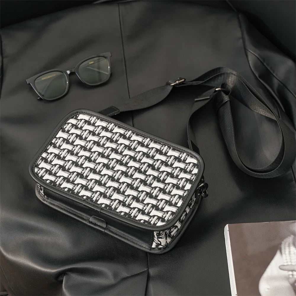 Fashion Men's Crossbody Bag Brand Designer Jacquard Canvas Crossbody Shoulder Bags For Men Small Square Shoulder Messenger Bag