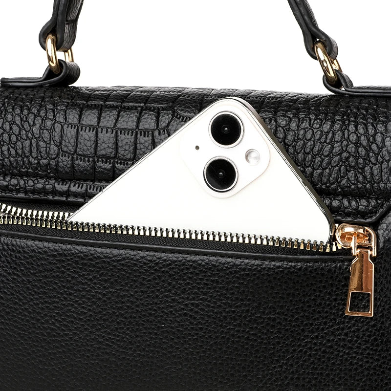 Brand Luxury Large Capacity Multilayer Shoulder Messenger Bag Women High Quality Leather Handbag Design Female Crossbody Tote