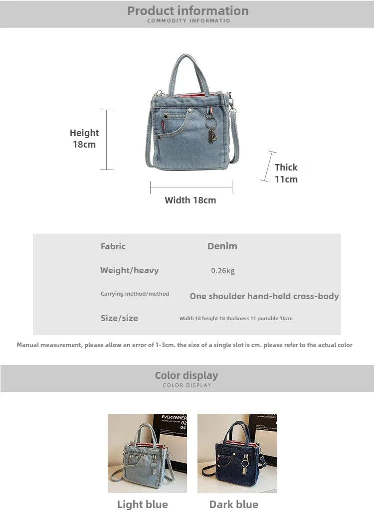 Ladies' Crossbody Bags Creative Retro Washed Denim Personalized Fashionable Verstaile Handbags High-quality Shoulder Bags Girl