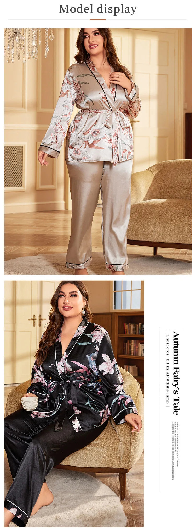 Plus Size 3XL 4XL 5X  Pjs Sleepwear 2PCS Set Print Flower Female Loungewear Pijamas Suit Loose Ice Silk Home Clothes pyjama