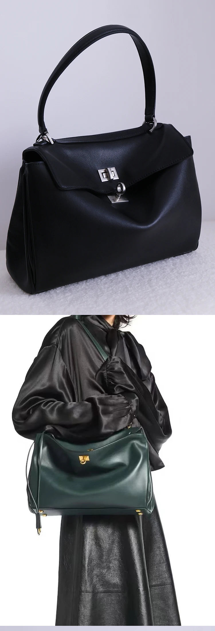 Tote bag Fashion high-end leather large capacity hand-held shoulder bag Underarm bag