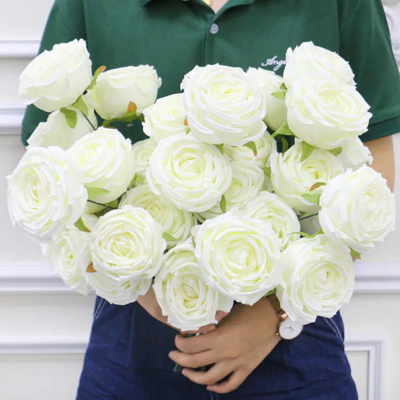 Hot 7/10 Heads Rose Bridal Bouquet Artificial Flower DIY Wedding Floral Arrangement Accessories Christmas Home Decor Photo Props