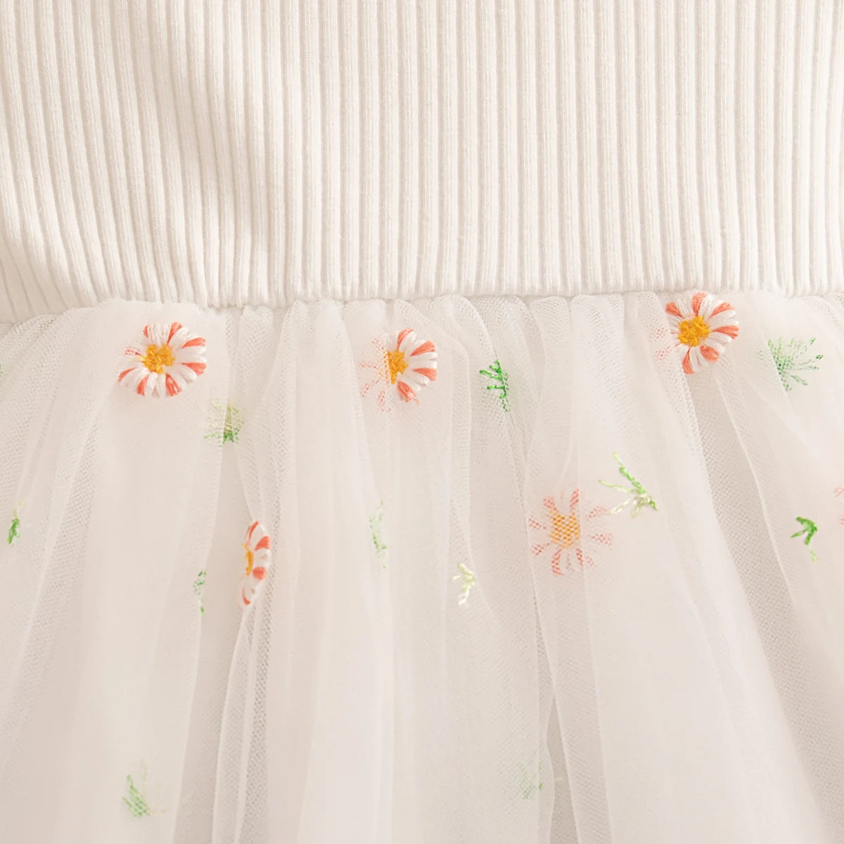 Baby Girl Dresses Spring And Autumn Floral Embroidery Mesh Girls Dresses Cute Long Sleeve Girls Princess Dresses