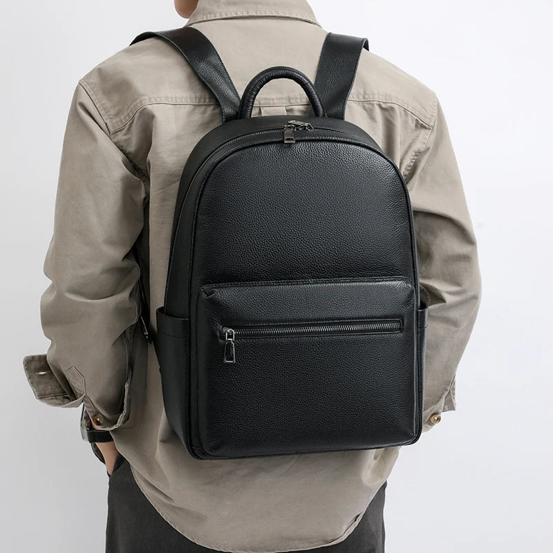 100% Genuine Leather Men Backpacks Natural Skin Leather Students Backpack Yong Boys College Backpack Shoolbag Travel Bags SAC