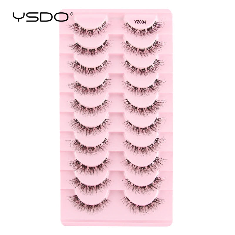 YSDO Natural False Eyelashes 3/6/10 Pairs Wispy Faux 3D Mink Lashes Reusable Fluffy Cat Fake Lashes Extension Makeup Tool Cílios