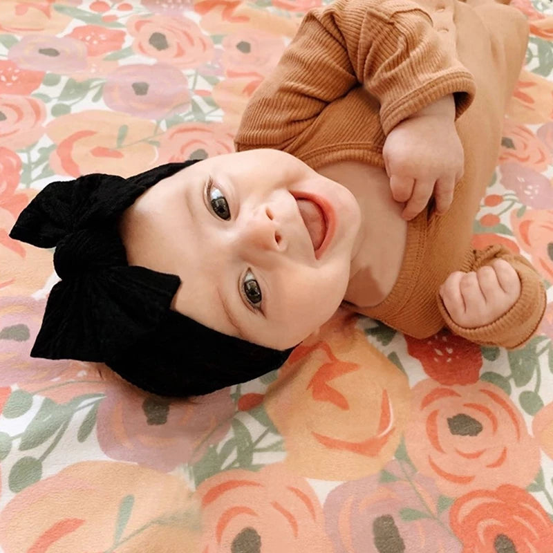48 colors Baby Bowknot Hairband Broadside Headband Kids Girls Boutique Elastic Protect Turban Headwear Baby Hair Accessories