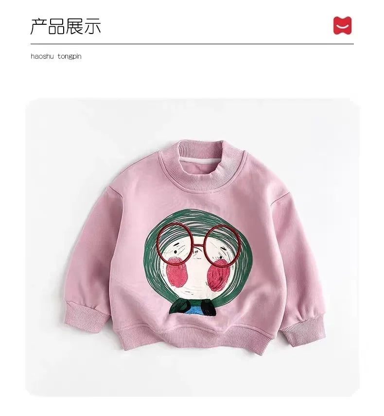 2025 Spring Baby Long Sleeve Top Clothes Infant Boy Girl Cartoon Printed Sweatshirt Toddler Casual Versatile Pullover Clothing