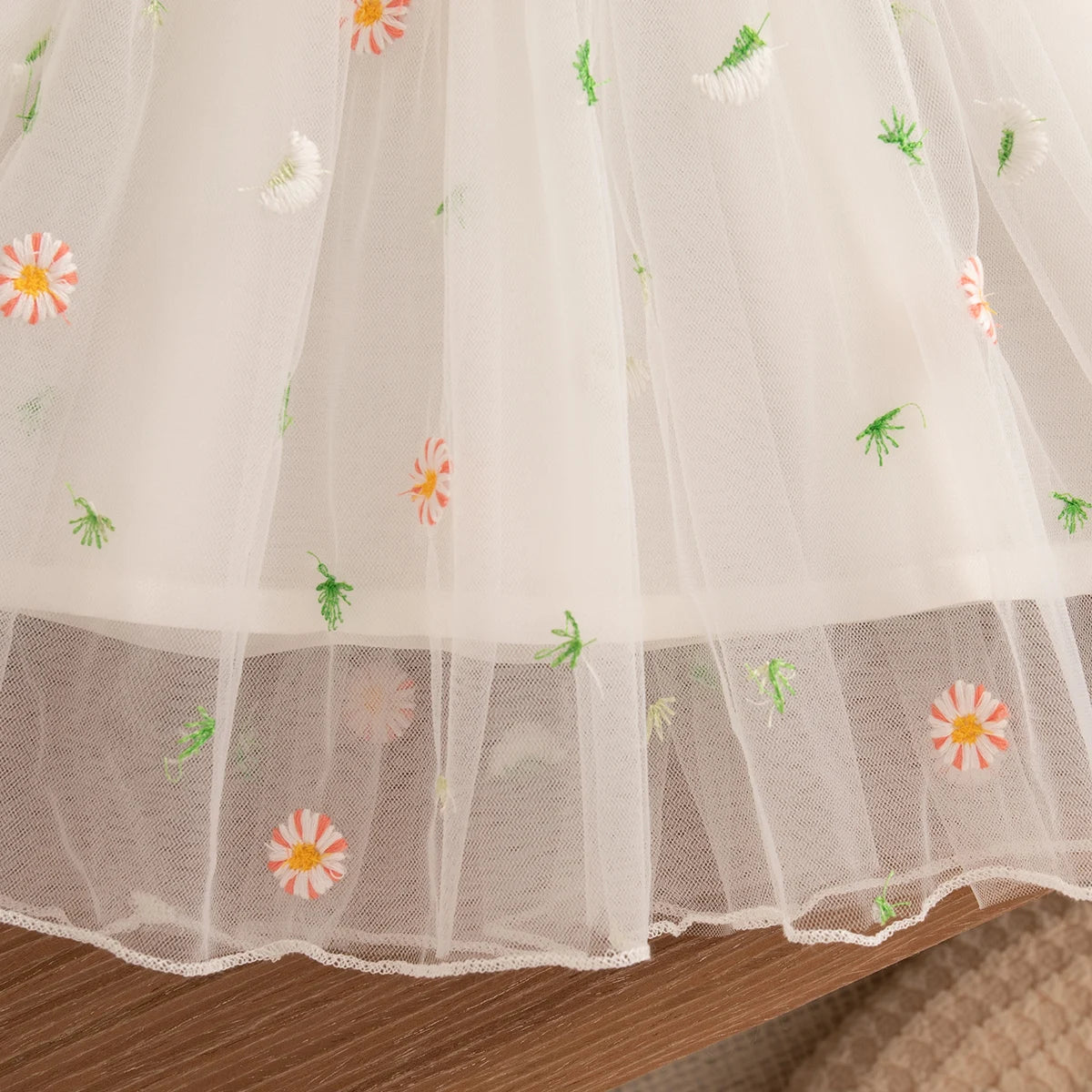 Baby Girl Dresses Spring And Autumn Floral Embroidery Mesh Girls Dresses Cute Long Sleeve Girls Princess Dresses