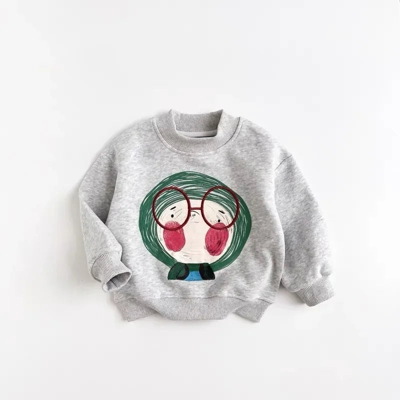 2025 Spring Baby Long Sleeve Top Clothes Infant Boy Girl Cartoon Printed Sweatshirt Toddler Casual Versatile Pullover Clothing