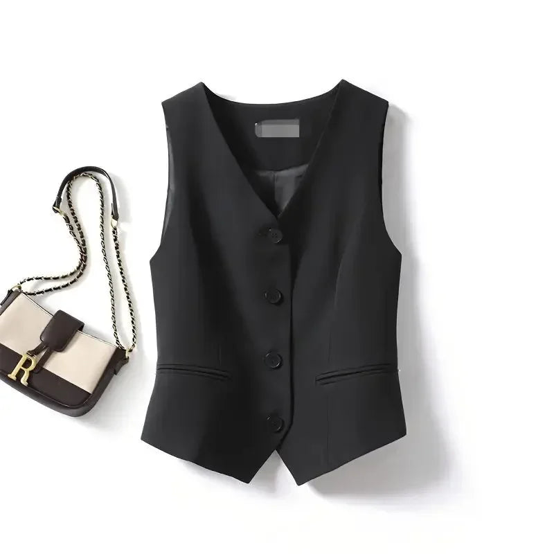 Simple Vests Women Summer Sleeveless Suit Coats Temper Outwear Design Hot Sale 2024 Tender Breathable Korean Style Streetwear