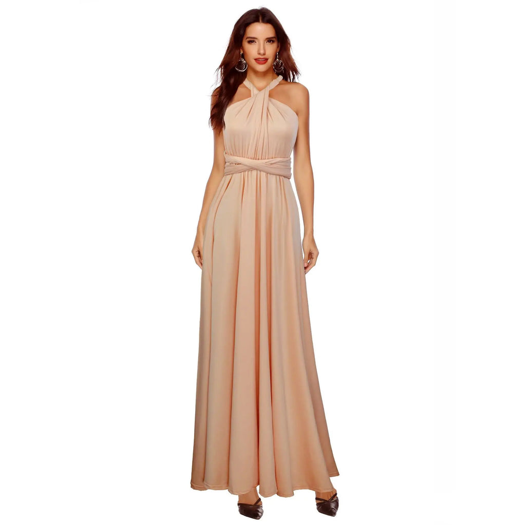 Formal Dress Women Elegant Evening Long Deep V Halter Dress Convertible Multi Way Wrap Maxi Grecian Dresses Wedding Party Dress