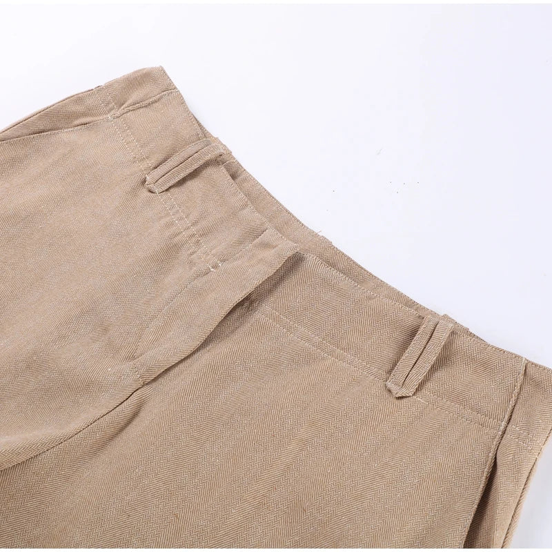 Casual Trousers Set Women Cotton Linen Lapel Zippers Crop Top Straight Pants Sets Lady 2026 Spring Solid Suit Woman Streetwear