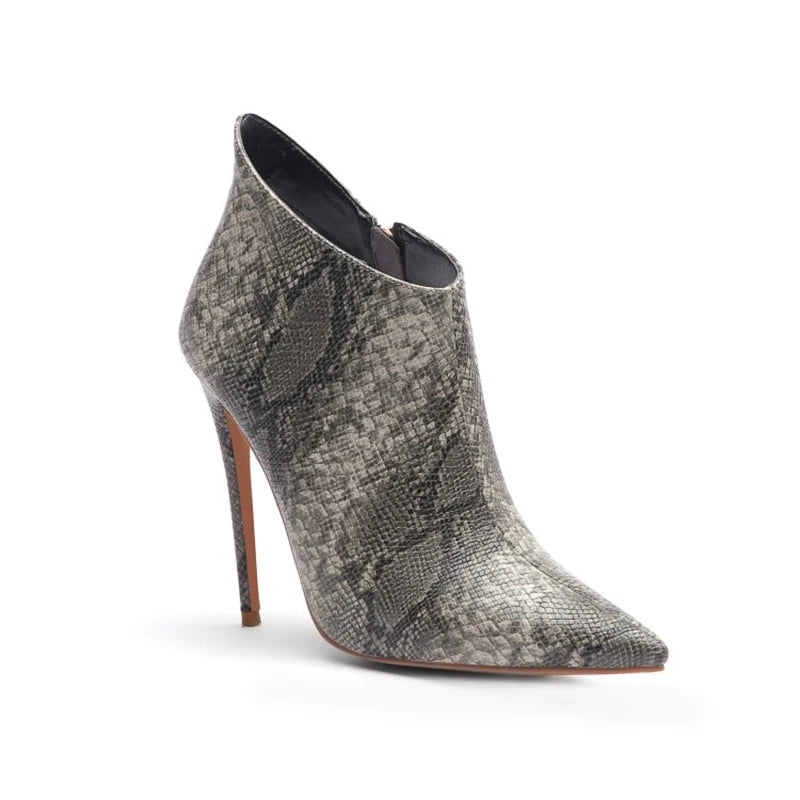 SIMLOVEYO 2021 Boots Snakeprint Thin High Heels Ankle Autumn bootie work shoes big size 45 B1397