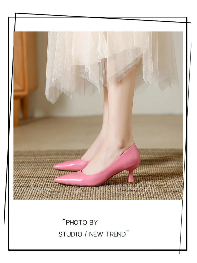 Patent Leather Fashion High Heels New Pointed Toe Pumps Elegant Woman Heeled Shoes Shallow Mouth Candy Colored Sexy Single Shoe