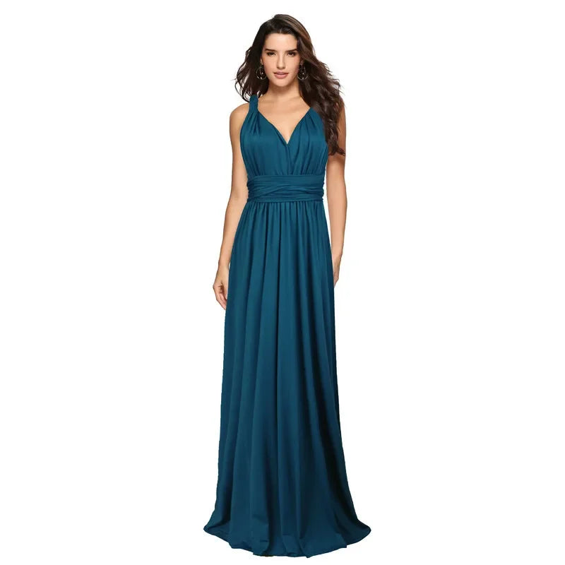 Formal Dress Women Elegant Evening Long Deep V Halter Dress Convertible Multi Way Wrap Maxi Grecian Dresses Wedding Party Dress