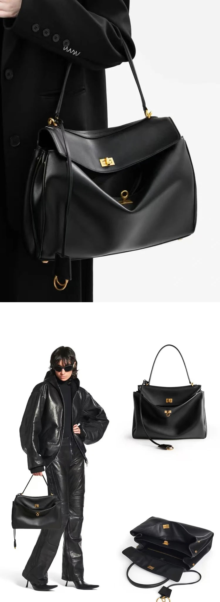 Tote bag Fashion high-end leather large capacity hand-held shoulder bag Underarm bag
