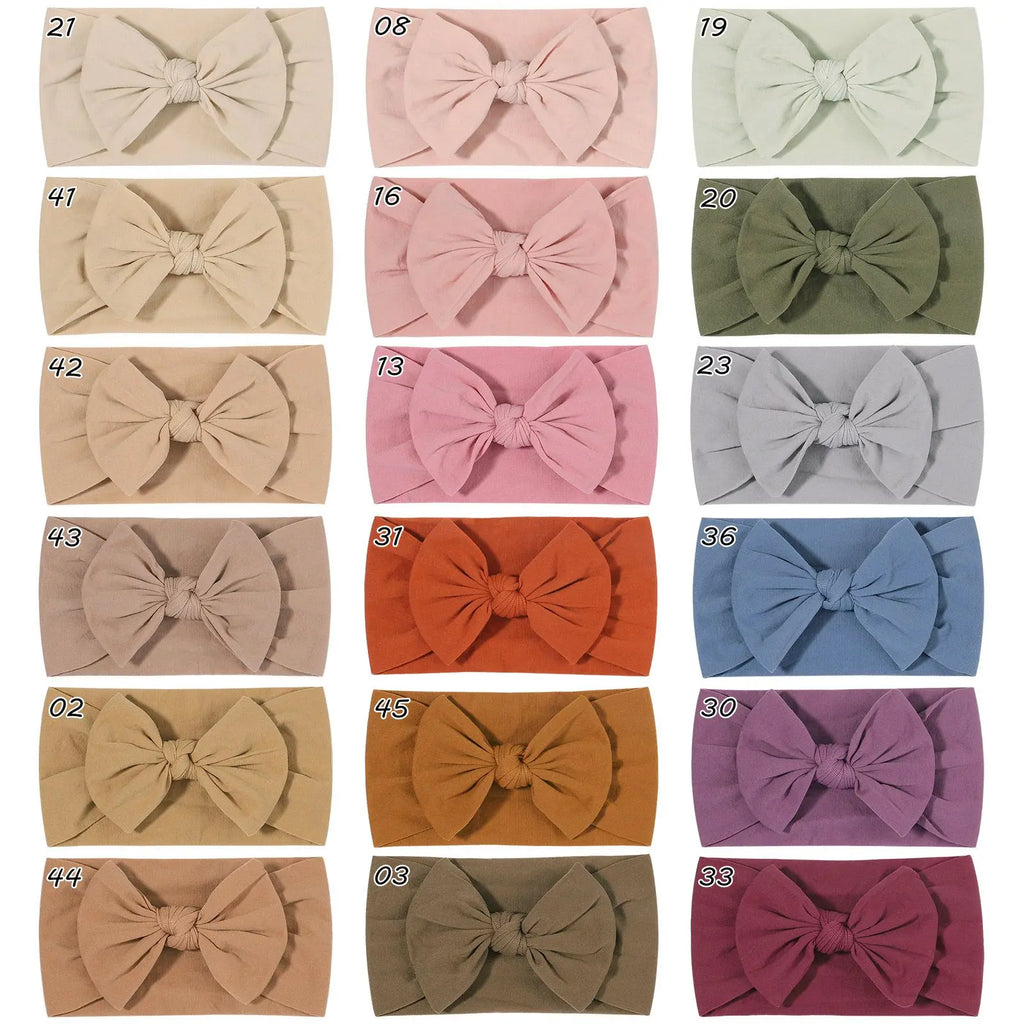 48 colors Baby Bowknot Hairband Broadside Headband Kids Girls Boutique Elastic Protect Turban Headwear Baby Hair Accessories