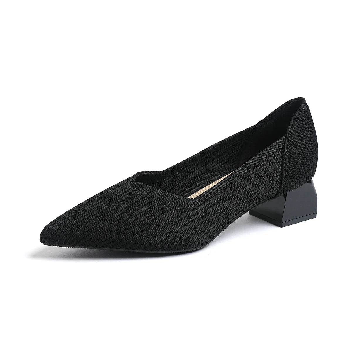 New Women's High Heels Large 42/43 Fashion Pointed Anti slip Rubber Bottom Knitted Breathable Shoes