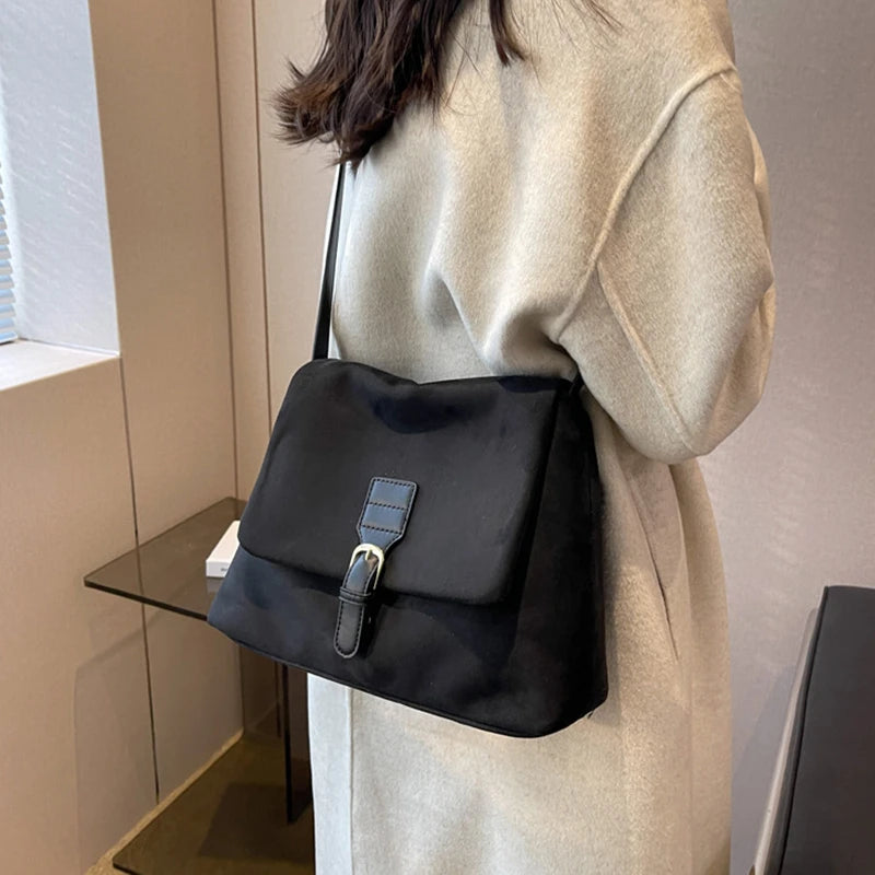 Vintage Brown Suede Soft PU Leather Women Shoulder Bags Large Capacity Crossbody Bag Tote Bag High Quality Fashion Hobo Handbags