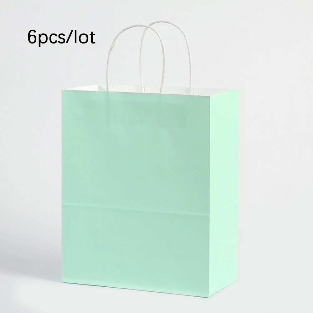 6pcs Macaron Paper Gift Bags Candy Gift Packaging Bags Kids Birthday Party Treat Bags Decoration Baby Shower Wedding Supplies