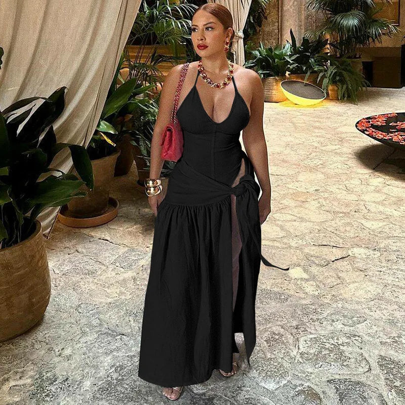 Tossy 2 Piece-Set Female V-Neck Jumpsuit Outfits Sexy Lace-Up Pleated High Waist Skirt Sets For Women White Bandage Outfits