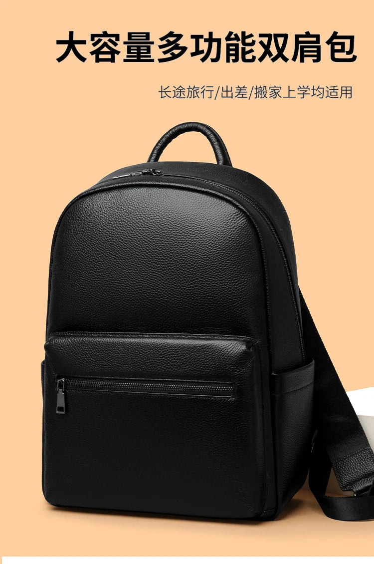100% Genuine Leather Men Backpacks Natural Skin Leather Students Backpack Yong Boys College Backpack Shoolbag Travel Bags SAC
