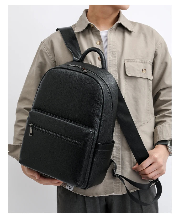 100% Genuine Leather Men Backpacks Natural Skin Leather Students Backpack Yong Boys College Backpack Shoolbag Travel Bags SAC