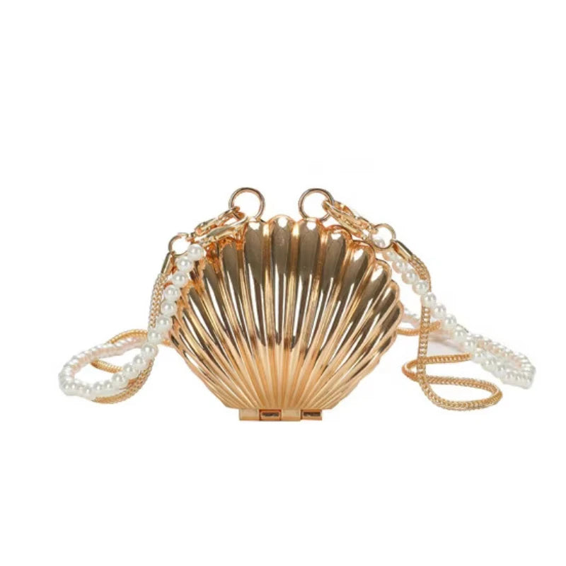 2026 New Summer Lipstick Bags for Women Fashion Pearl Mini Purse Crossbody Bag High Quality Gold Shell Bag Designer Shoulder Bag