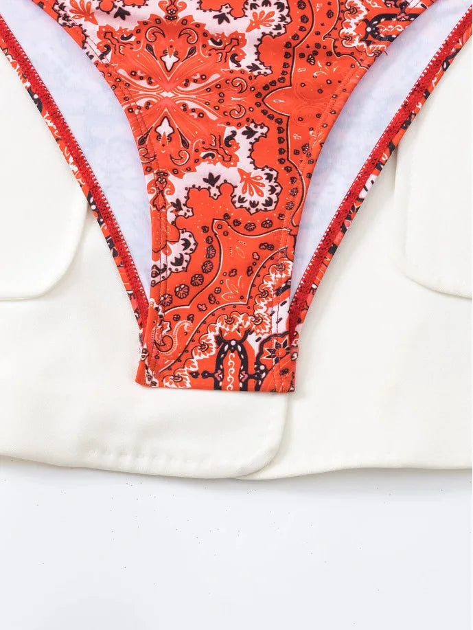 Push Up Halter Bikini Printed Swimsuit Women Sexy Strappy Swimwear Female Bathers Bathing Swimming Swim Suit Beachwear