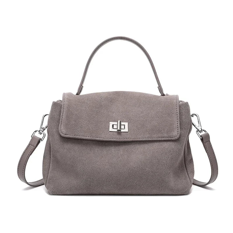 2025 New Autumn Winter Women's Natural Suede Leather Crossbody Bag Luxury Designer Genuine Leather Commuting Messenger Bag