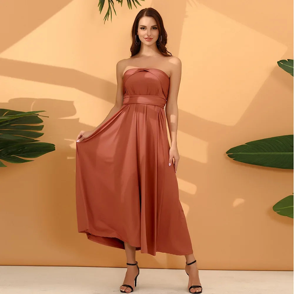 Formal Dress Women Elegant Evening Long Deep V Halter Dress Convertible Multi Way Wrap Maxi Grecian Dresses Wedding Party Dress