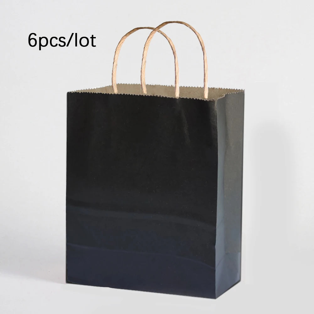 6pcs Macaron Paper Gift Bags Candy Gift Packaging Bags Kids Birthday Party Treat Bags Decoration Baby Shower Wedding Supplies