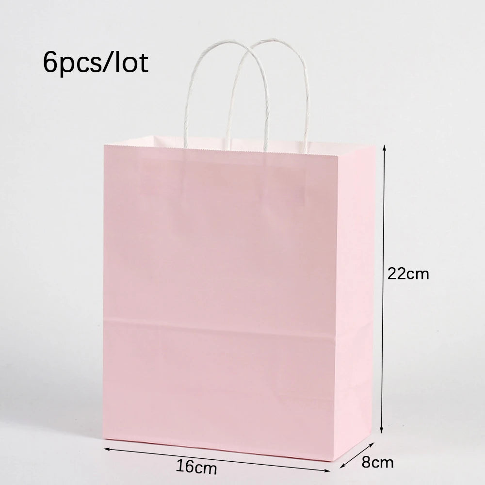 6pcs Macaron Paper Gift Bags Candy Gift Packaging Bags Kids Birthday Party Treat Bags Decoration Baby Shower Wedding Supplies